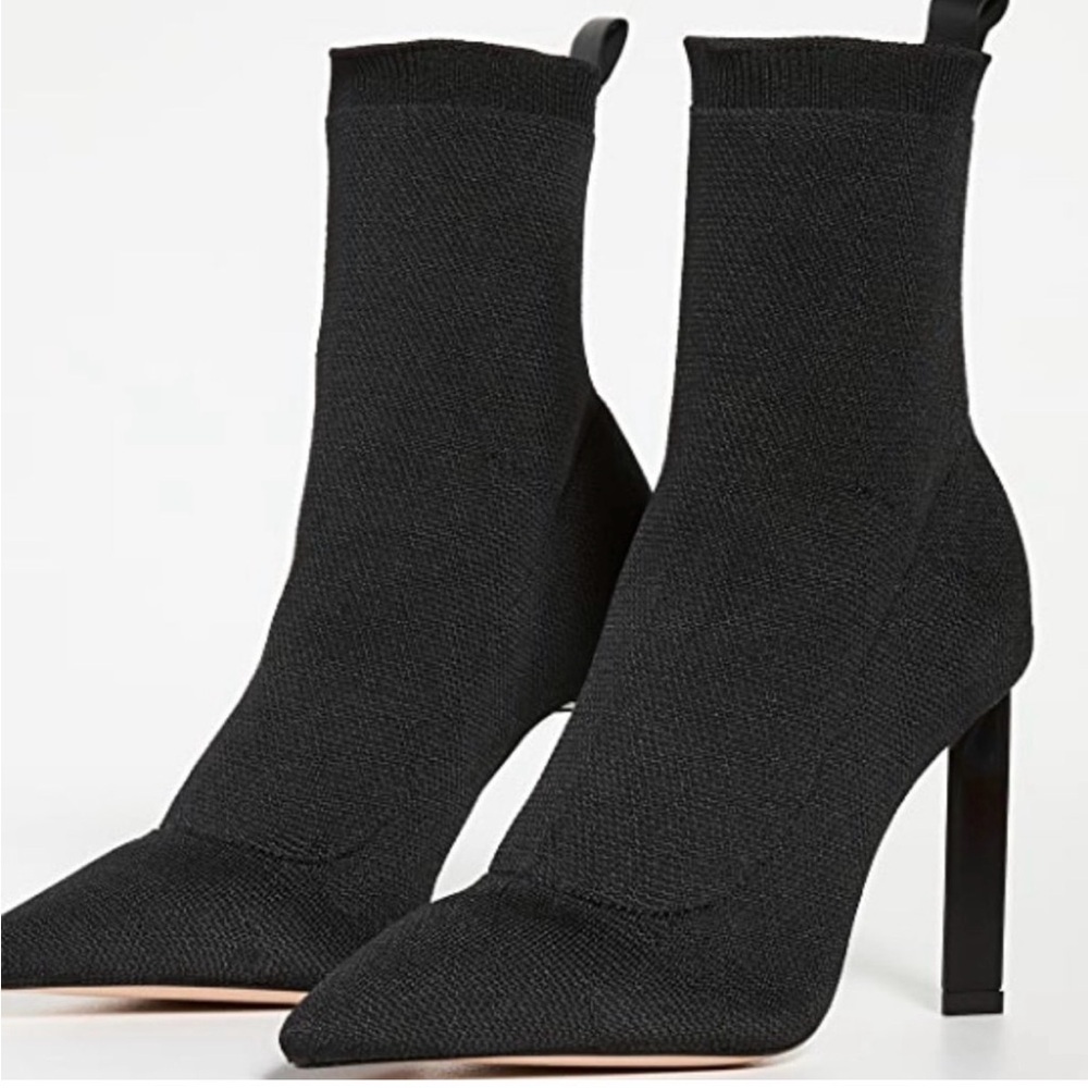 Schutz Ammie Pointed Toe Booties Ankle Boots Size 9.5 Black Knit